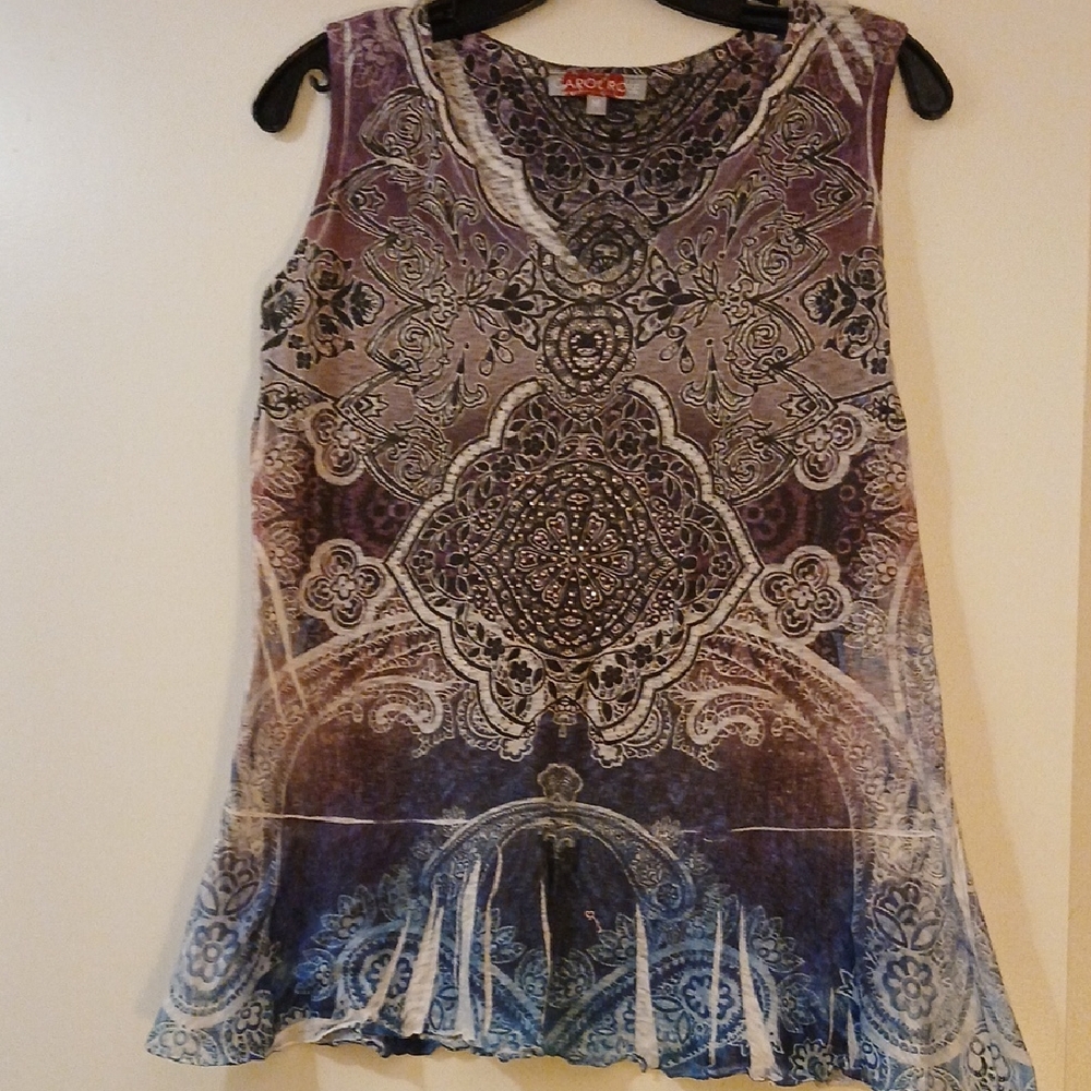 Carol Rose Purple and Blue Patterned Tank Top